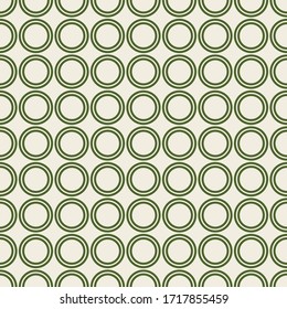 Grüne Doppelkreise. Nahtloser geometrischer Hintergrund. Monochrom.