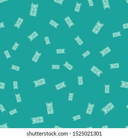 Green Double decker bus icon isolated seamless pattern on green background. London classic passenger bus. Public transportation symbol.  Vector Illustration