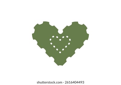 Green Double Heart with White Dotted Border