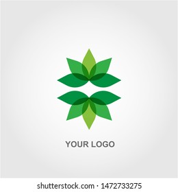 green double leaves logo vector
