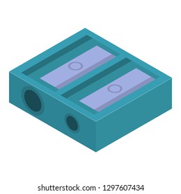 Green double sharpener icon. Isometric of green double sharpener vector icon for web design isolated on white background