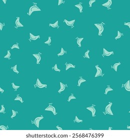 Green Dove icon isolated seamless pattern on green background.  Vector