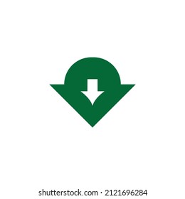 Green download button arrow vector