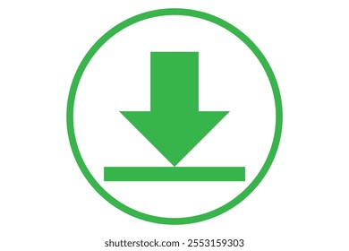 Icono de Botón de Descarga verde con diseño simple, diseño de Vector de icono de Botón de Descarga