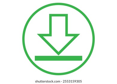 Icono de Botón de Descarga verde con diseño simple, diseño de Vector de icono de Botón de Descarga