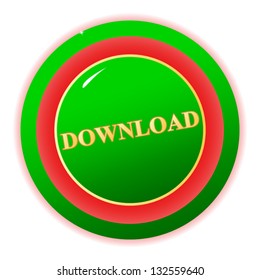 Green download button on a white background. Vector illustration