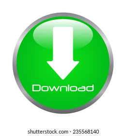 Green Download Button Vector Illustration