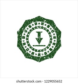 Green download icon inside rubber grunge stamp