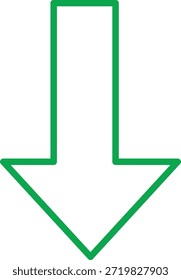 Vector de línea de flecha verde hacia abajo