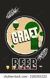 
green draft beer poster on black background