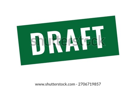 Green draft stamp icon for preliminary document status and revision