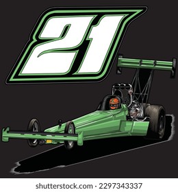 green drag race illustration isolated in black background for poster, t-shirt, graphic design, business element and card