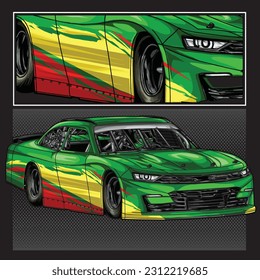 green drag race illustration isolated in black background for poster, t-shirt, graphic design, business element and card
