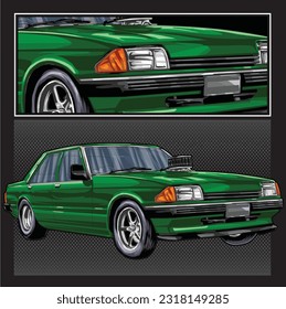 green drag race illustration isolated in black background for poster, t-shirt, graphic design, business element and card