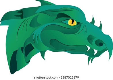 A green dragon with an amber eye