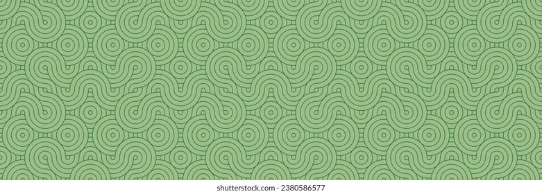 Green Dragon Background Pattern Seamless Geometric Lines Waves and Circles. Abstract Asian Design. Chinese New Year B ackground with Green Wood Dragon for 2024 year.