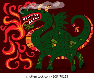 green dragon breathing fire
