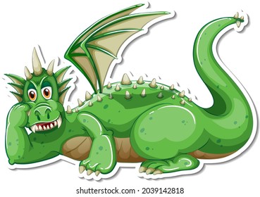 Green Dragon cartoon character sticker illustration