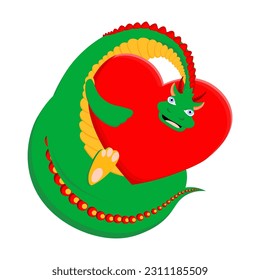 Green dragon character.Dragon symbol of 2024.
