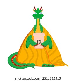 Green dragon character.Dragon symbol of 2024.