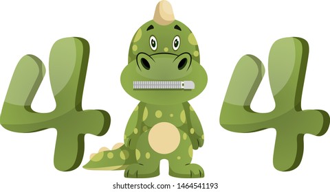 Green dragon is counting, illustration, vector on white background.