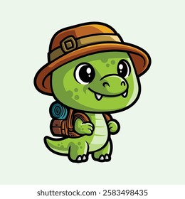 Green Dragon Cute Traveler Mascot