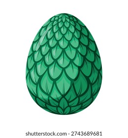 A green dragon egg with scale pattern on white background.