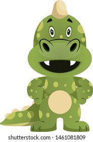 Dragão verde está se sentindo confuso, ilustração, vetor sobre fundo branco.