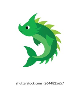 green dragon fish on white background