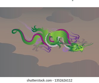 green dragon flying above the cloud