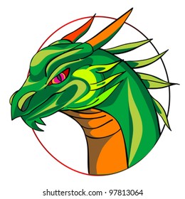 green dragon head, Chinese zodiac sign isolated on white