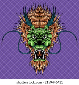 
Green dragon head illustration. Green dragon head illustration