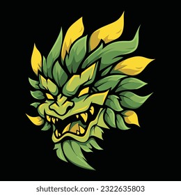 Green Dragon Head Mascot Logo for Esport. Green Dragon T-shirt Design. Dragon Logo. Dragon Sticker