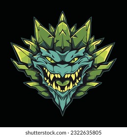 Green Dragon Head Mascot Logo for Esport. Green Dragon T-shirt Design. Dragon Logo. Dragon Sticker