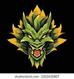 Green Dragon Head Mascot Logo for Esport. Green Dragon T-shirt Design. Dragon Logo. Dragon Sticker