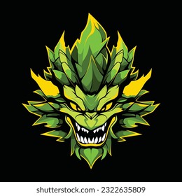 Green Dragon Head Mascot Logo for Esport. Green Dragon T-shirt Design. Dragon Logo. Dragon Sticker