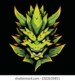 Green Dragon Head Mascot Logo for Esport. Green Dragon T-shirt Design. Dragon Logo. Dragon Sticker