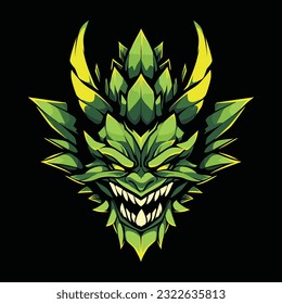 Green Dragon Head Mascot Logo for Esport. Green Dragon T-shirt Design. Dragon Logo. Dragon Sticker