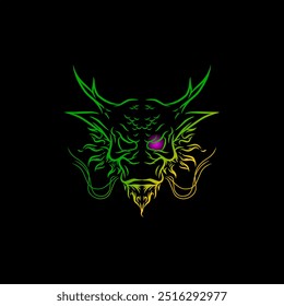 Green dragon head vector illustration
