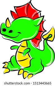 Green dragon, illustration, vector on white background.