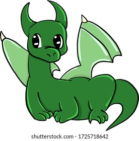 Green dragon, illustration, vector on white background