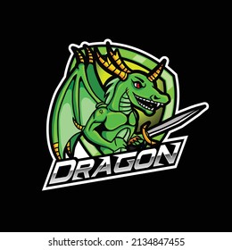 Green Dragon Logo Design Esport  