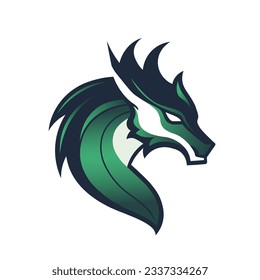 green dragon logo. green silhouette. Vector illustration.Cut out isolated vector image.New Year 2024. Chinese dragon