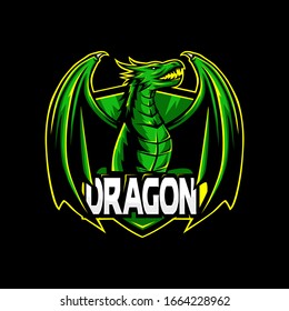 Green dragon mascot logo. dragon logo. mascot logo. green dragon.