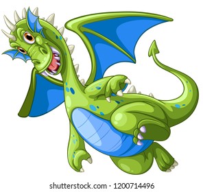 Green dragon on white background illustration