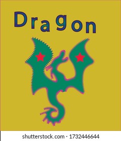 green dragon on a yellow background and the inscription - dragon.