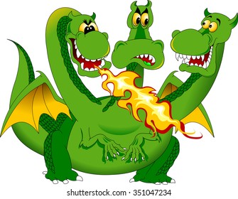 Green Dragon produces a jet of flame, vector and illustration