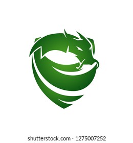 Green Dragon Shield Vector Logo