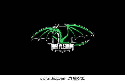 Green dragon spread the wings vector , esport gaming logo