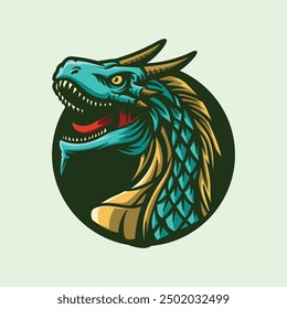 Green Dragon Strong Mascot Logo Illustration